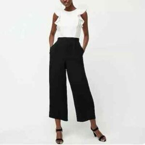 J. Crew Elegant Colorblocked Sleeveless Ruffle Jumpsuit in Black and White